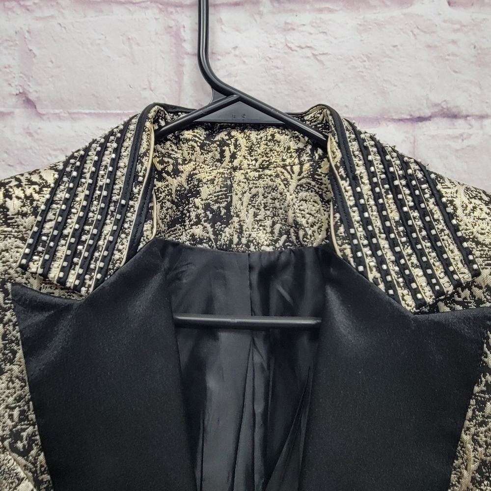 VTG SAMPLE Beaded Brocade Blazer Suit Set Sz 6 Formal Party Ornate Cocktail Gold - Picture 4 of 10
